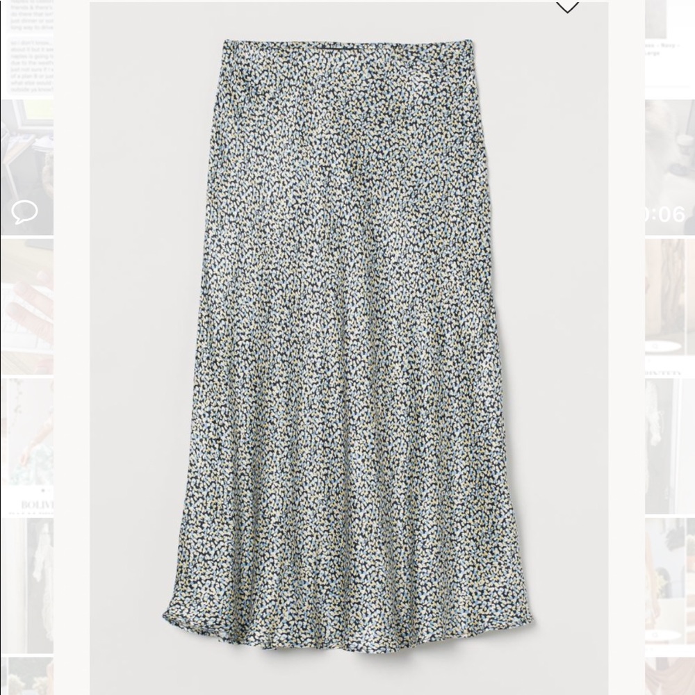 H&M Satin Calf Length Skirt